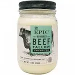 EPIC Beef Tallow, Grass-Fed, Keto Friendly, Whole30, 11 oz Jar