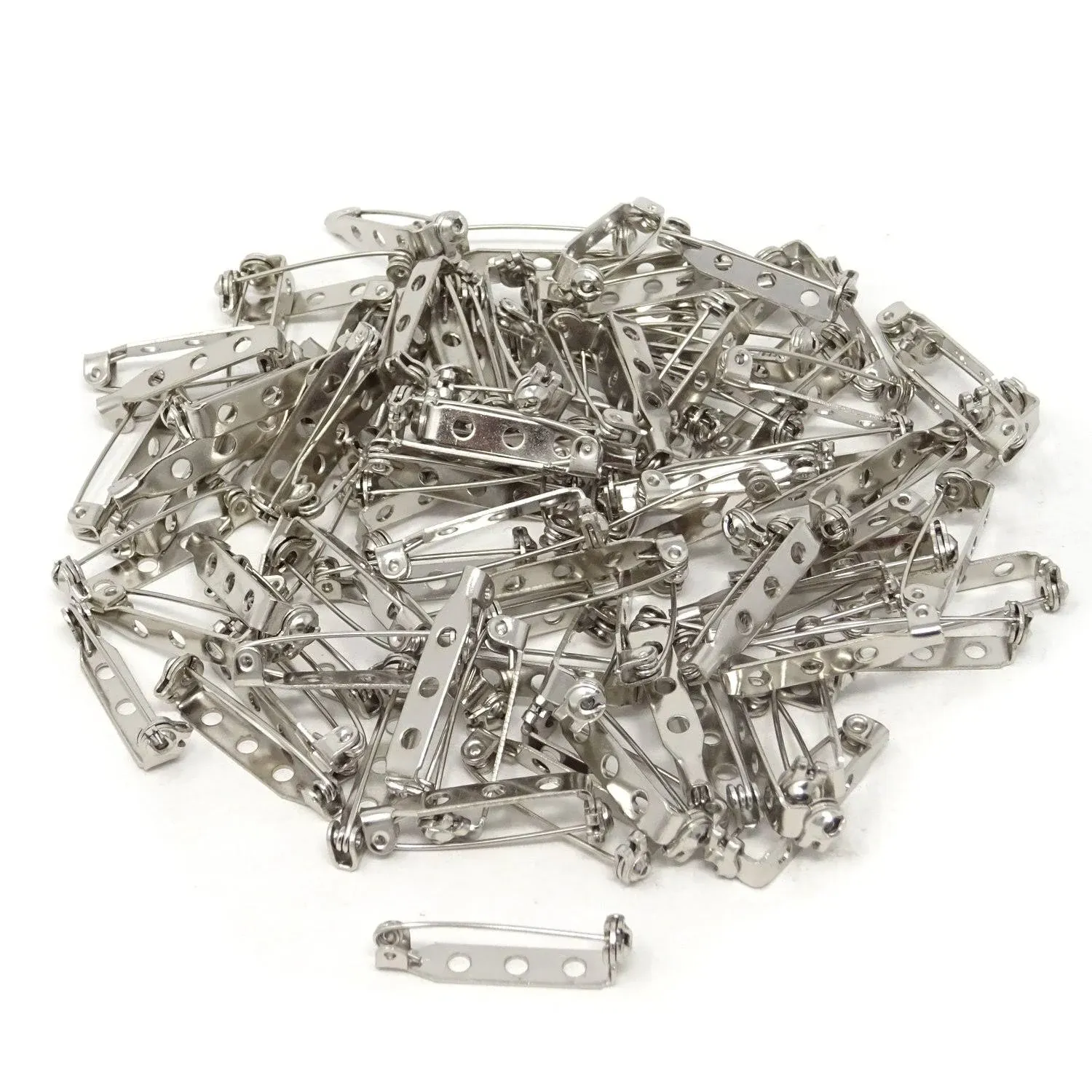 Honbay 100PCS Silver Tone Pin Backs Safety Pins Brooch Pins Bar Pins for Crafts (25MM)