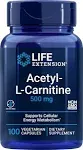 Life Extension Acetyl-L-Carnitine, Acetyl-L-Carnitine, vitamin C, Brain, mood & nerve health, cellular energy, 3-month supply, Gluten-Free, Non-GMO, Vegetarian, 100 Capsules