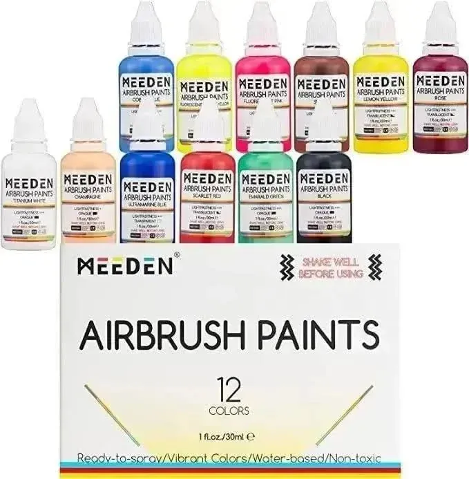 Airbrush Paint Colors Set (30 ML/3 oz) - MEEDEN Art 12 Color