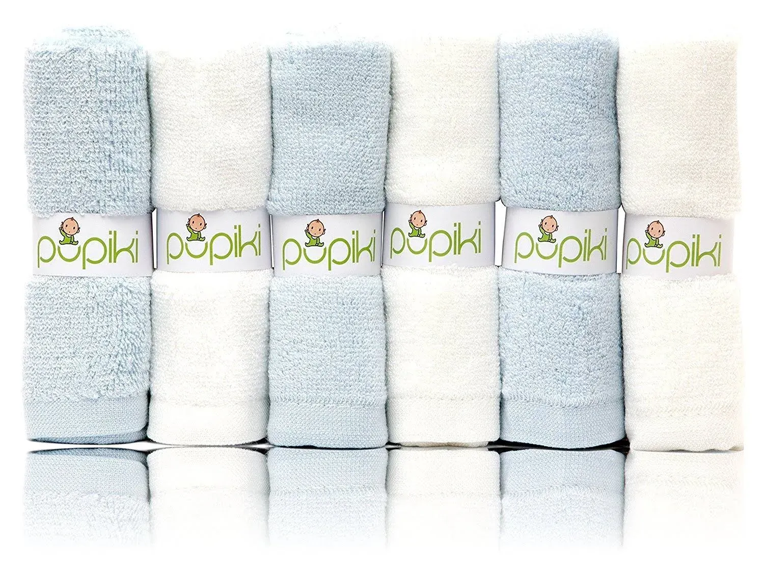 Pupiki Organic Bamboo Baby Washcloths Soft Baby Wash Cloths for Face & Body, Gentle