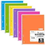 Mead Spiral Notebooks, 6 Pack, 1-Subject, College Ruled Paper, Bright Colors 