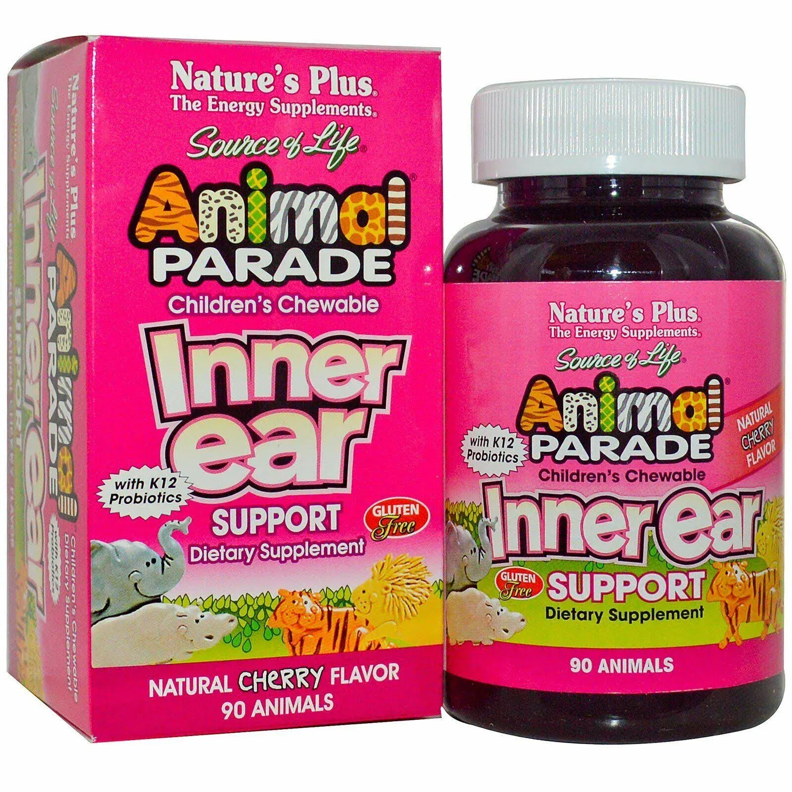 Children's Chewable Inner Ear Support, Natural Cherry Flavor (90 Animals) - Nature's Plus