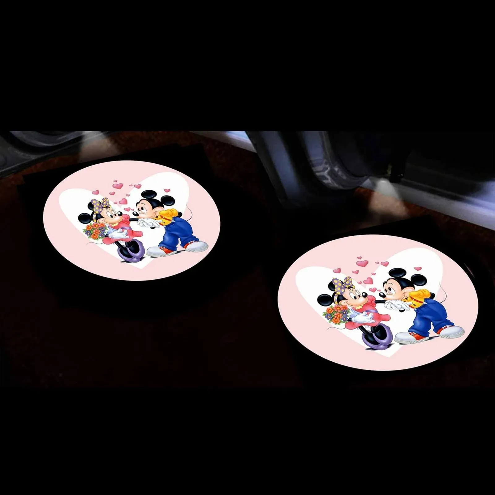 Car Door Lights Logo Projector for Mickey Mouse Minnie Mouse, 2PCS Car Door Projector Lights for Mickey and Minnie Universal Courtesy LED Ghost Shadow Lights Welcome Lights