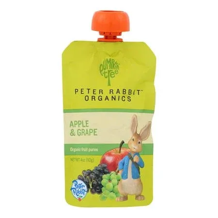 Pumpkin Tree Peter Rabbit Organics, Organic Apple and Grape 100% Pure Fruit Snack, 4 Ounce (Pack of 10)