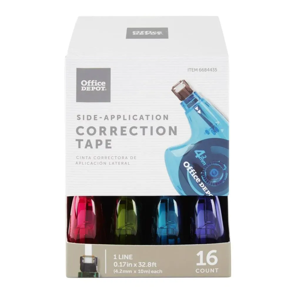 Office Depot Brand Side-Application Correction Tape, 1 Line x 392 inch, Pack of ...