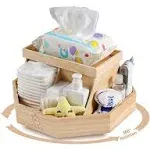 ECOADE Wooden Diaper Caddy Organizer - 360 Degrees Rotating Caddy with Removable ...