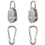 2pcs 304 Stainless Steel M25 Single Pulley Block, Wire Rope Hanging Wire Towing Wheel, with 2pcs Spring Snap Hook