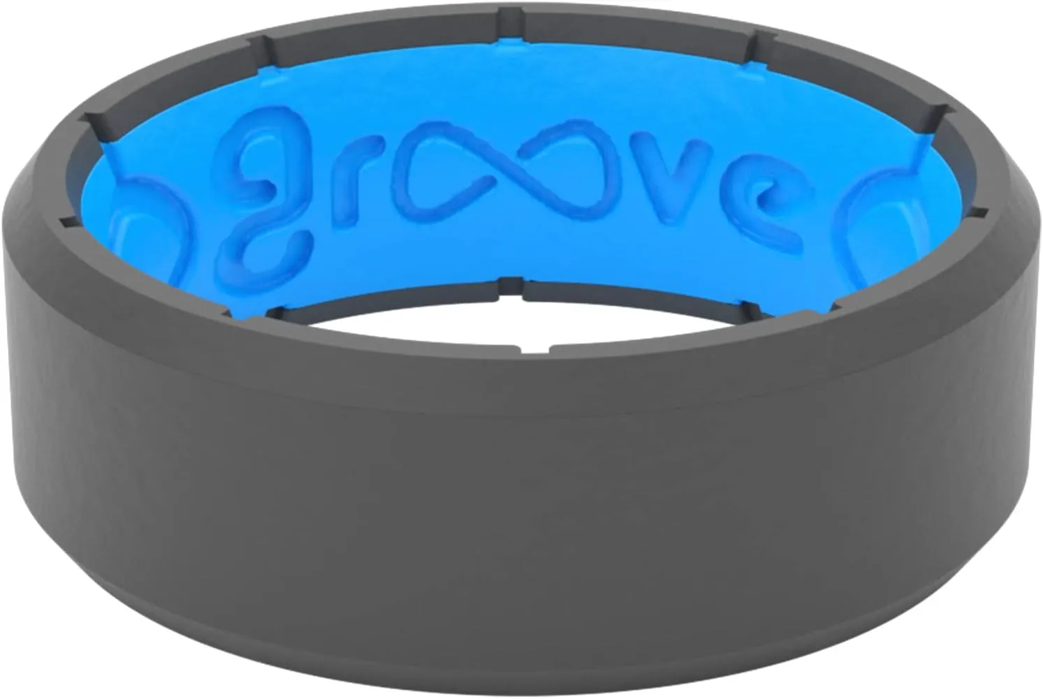 Groove Life Edge Silicone Ring - Breathable Rubber Wedding Rings for Men, Lifetime Coverage, Unique Design, Comfort Fit Ring