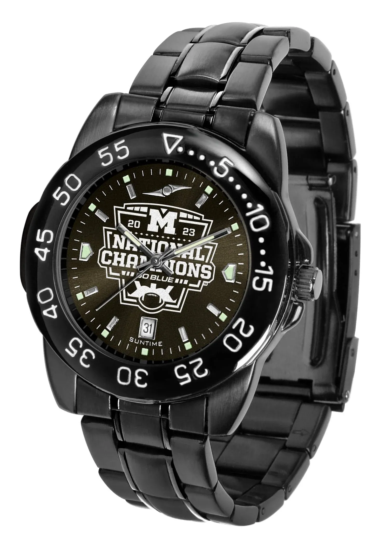 Michigan Wolverines 2023 Champions Men&#39;s Fantom Watch - Stainless Steel / Gameday