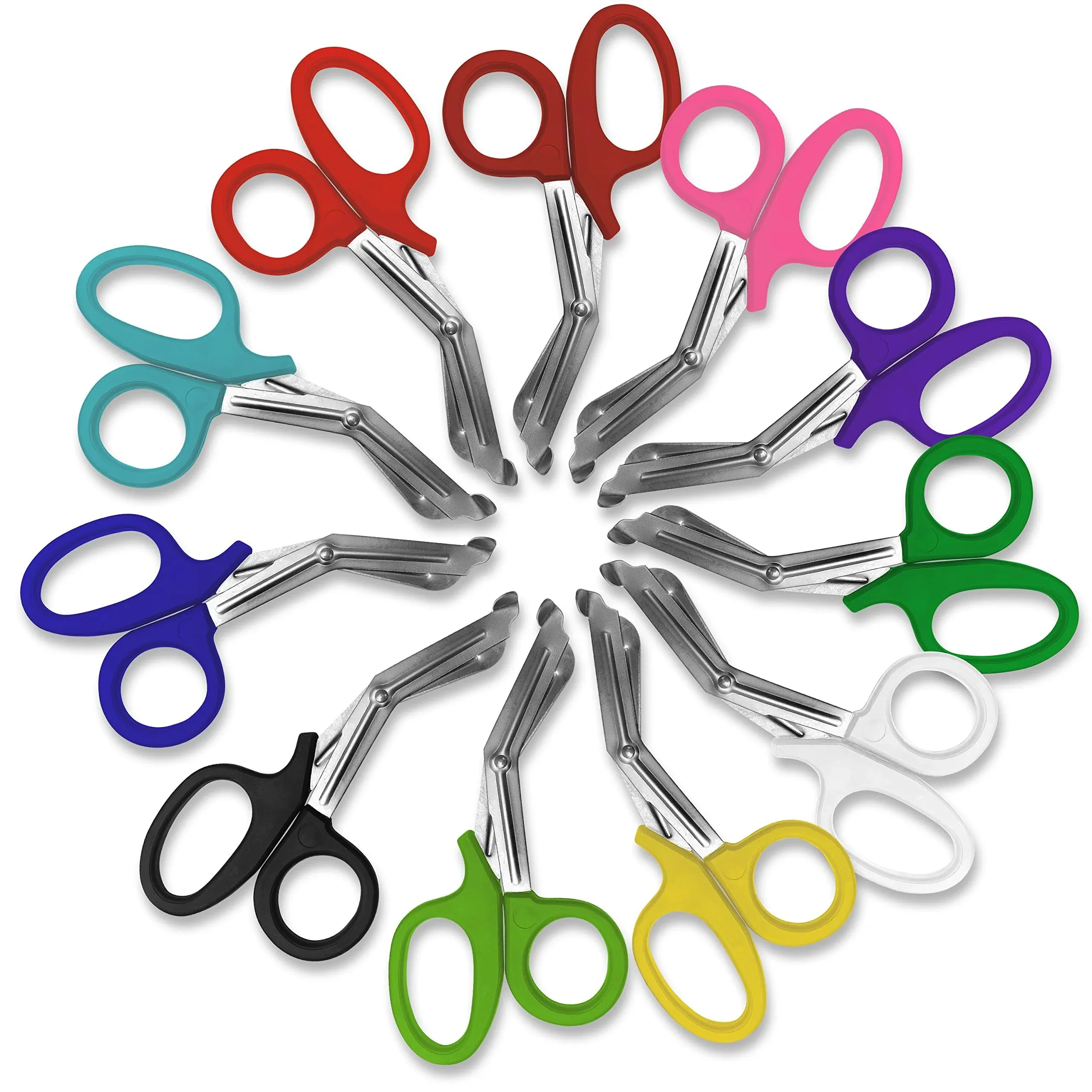 SURGICAL ONLINE 11 Pcs Set - Razor-Sharp EMT Trauma Shears + 5.5" Lister Bandage Scissor - Heavy Duty, Non-Stick Surface, Ergonomic Handle, Comfortable Grip, CE Certified. (Assorted Rainbow Colors)