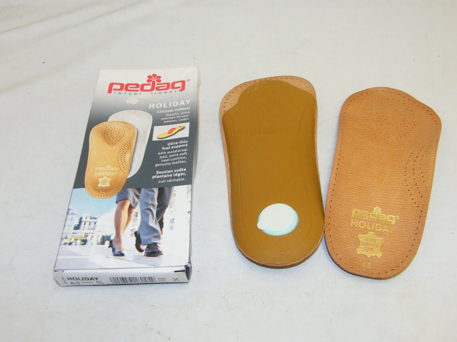 PEDAG Sz. 48 Holiday Light Leather Footbed -pelotte Extra Soft Heel Pad