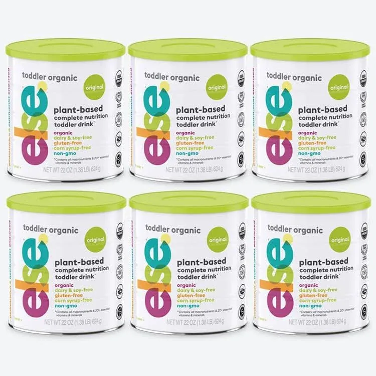 ELSE NUTRITION Organic Toddler Formula for 12-36 months, Plant-based, Dairy-Free, Soy Free, Complete Nutrition Drink Made from Whole Foods. Clean Label Certified, Low Fodmap, 22 Oz 6-Pack.