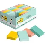 Post-it Notes, 1-1/2 x 2 Inches, Marseille Colors, 24 Pads with 100 Sheets Each