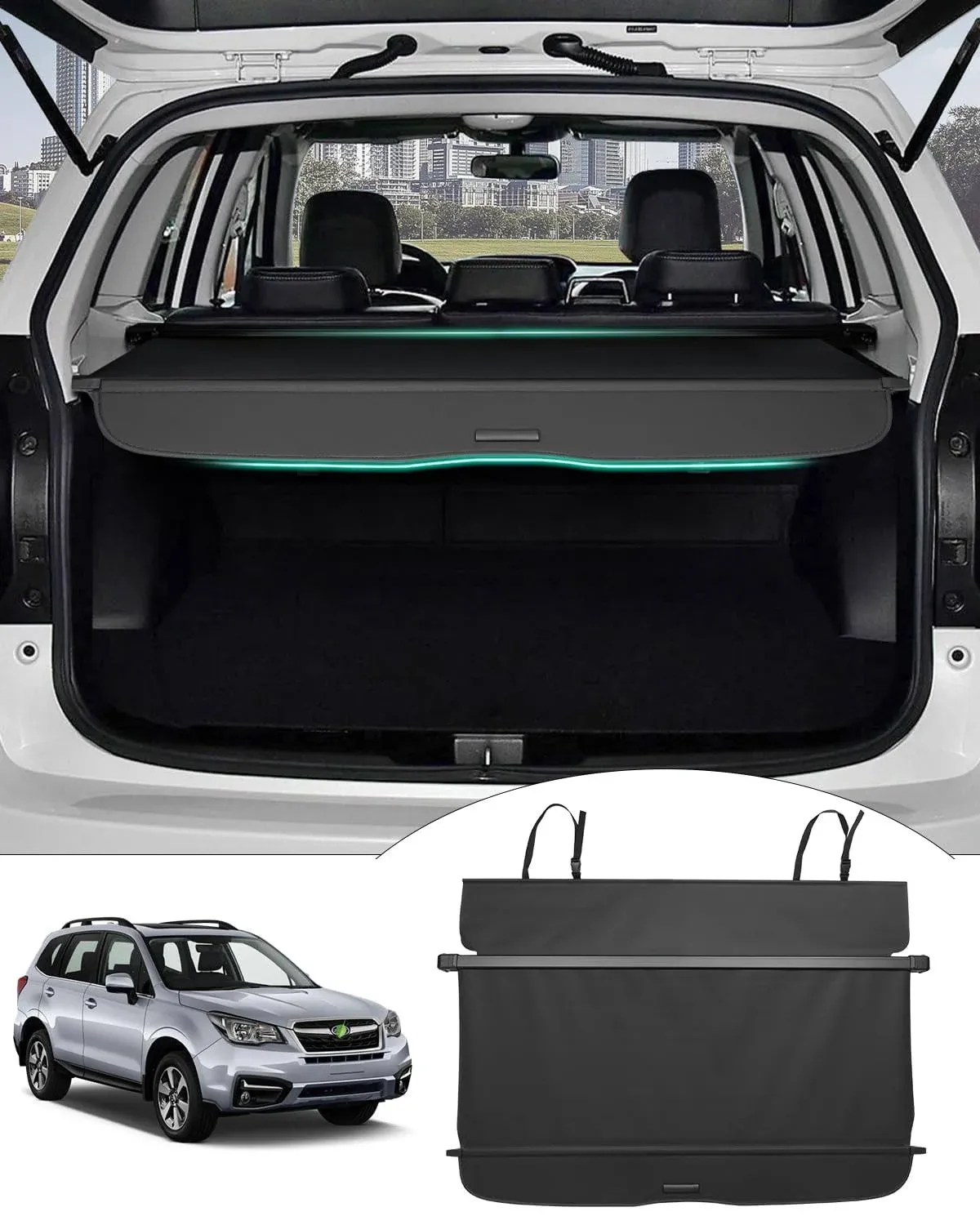 Powerty Cargo Cover for 2014-2017 2018 Subaru Forester Accessories Trunk Cover Only for Manual Tailgate Retractable Trunk Shielding Shade Cargo Luggage Cover No Gap (Not for Electric Tailgate)