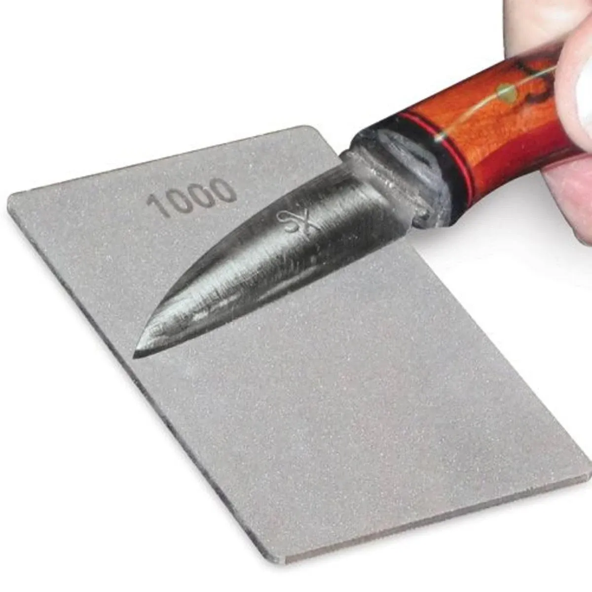 Trend 3-Inch Double-Sided Diamond Sharpening Stone, 1000 & 600 Grit, Credit Card Sized Carvers Honing Stone with Storage Wallet, DWS/CC/FF