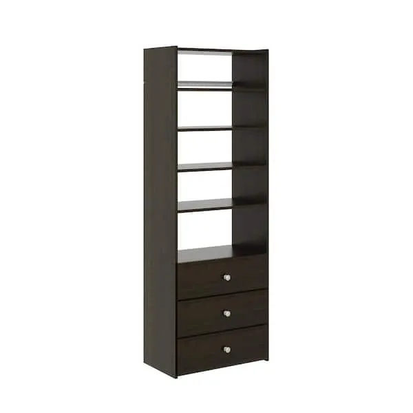 Closet Evolution Premier Essential 25 in. W Espresso Wood Closet Tower, Brown