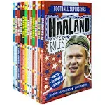 Football Superstars 12 Books Collection Rules Mega Pack Set By Simon Mugford & Dan Green(Fact,Stories & Starts)(Rolando, Neymar, Messi, Kane, Mbappé, Rashford, Haaland, Salah, De Bruyne & More)