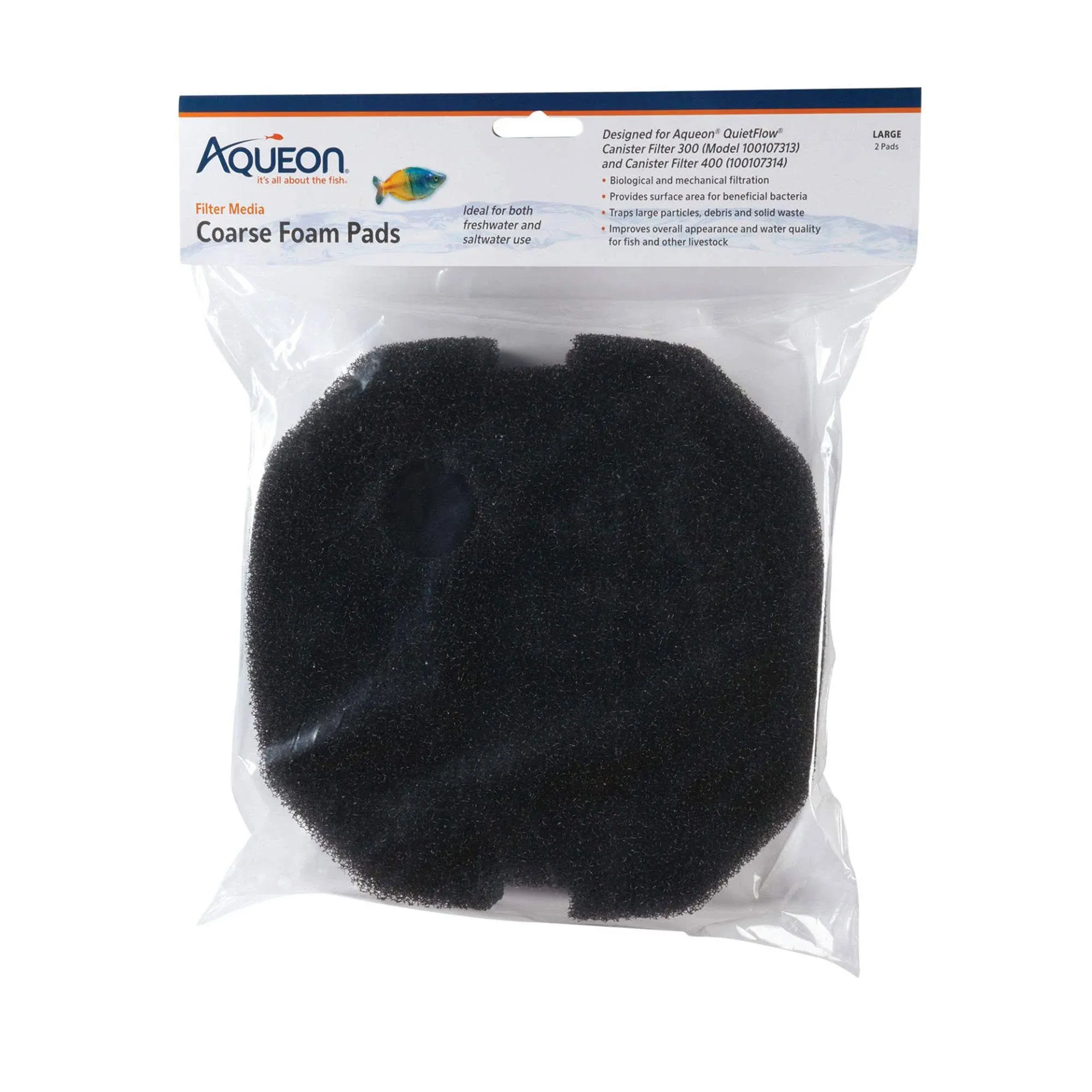 Aqueon Coarse Foam Pads Large for QuietFlow 300 and 400 Canister Filte