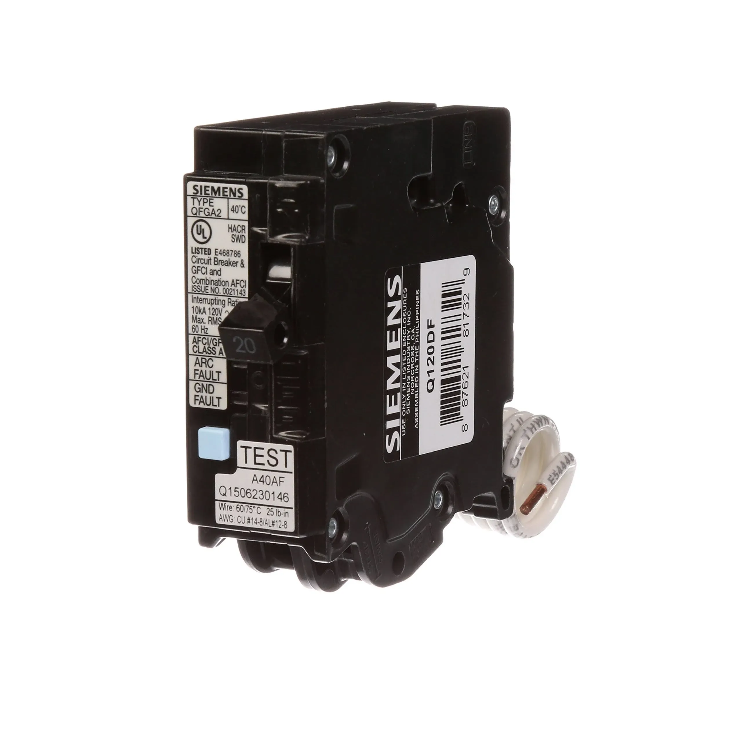 Siemens 20A GFCI/AFCI Dual Function Circuit Breaker