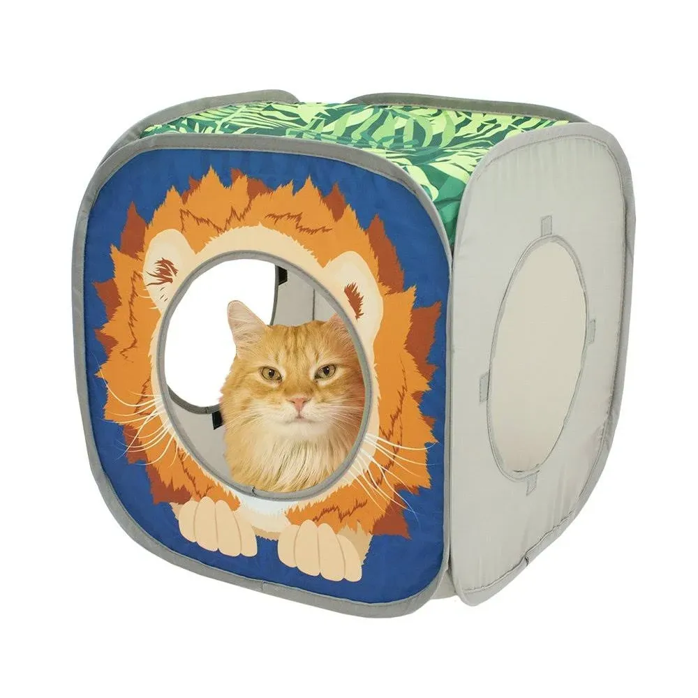 Kitty City Jungle Cat Cube Combo, Collapsible Cat Cube, Cat Bed, Tunnel, Cat Toy