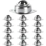 16 PCS 1 Inch Roller Ball Transfer Bearing, Flange Mounted Carbon Steel Round Ball Transfer Unit, Universal Rotation Ball Casters for Conveyor, Roller Stand, Transmission, Load Capacity 400 lbs