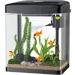 PONDON 5 Gallon Fish Tank, Glass Aquarium with Air Pump, LED Cool Lights and Filter, Betta Fish Aquarium Starter Kit (Black)