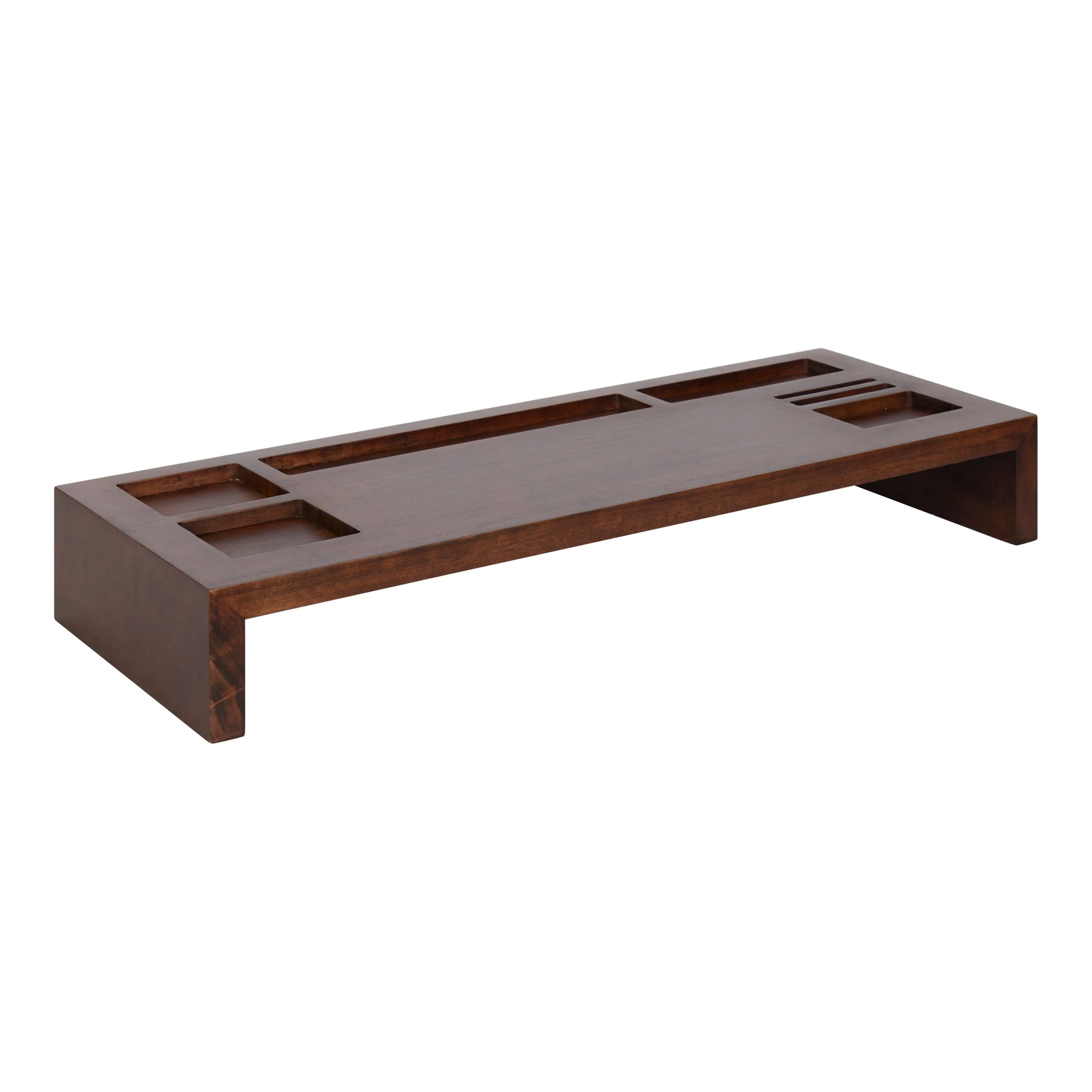 Kate and Laurel Briggs Mid-Century Wood Monitor Stand 26x10.5x4, Walnut Brown 