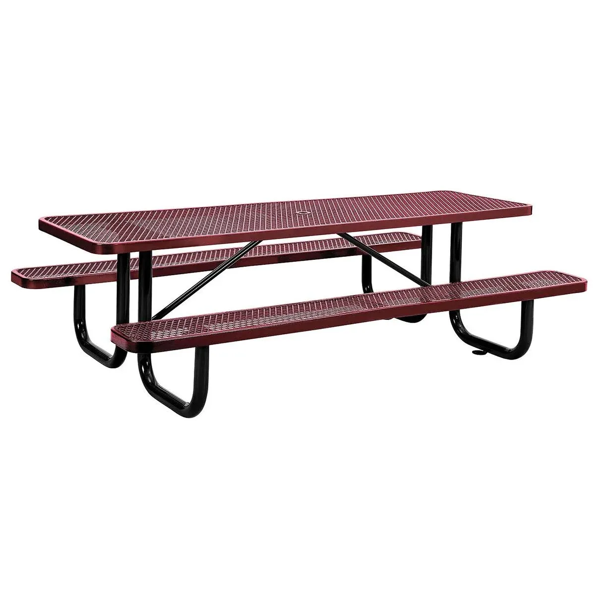 Global Industrial Expanded Steel Picnic Table, Rectangular, 96 x 62 x 29.5, Gray Top, Gray Base/Legs