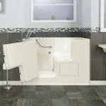 American Standard Gelcoat Wit 32-in x 52-in Walk-In Air Spa and Whirlpool Massage Bathtub with Left Hand Drain in Linen