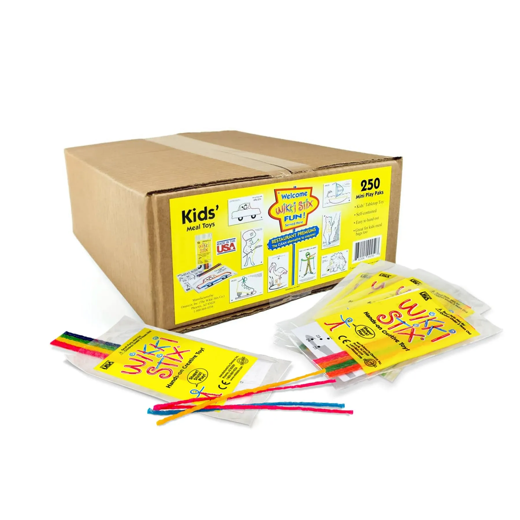 Wikki Stix Mini Play Paks, 250 Individual paks! Great for Restaurants, Parties, Travel, classrooms Giving, Made in The USA!