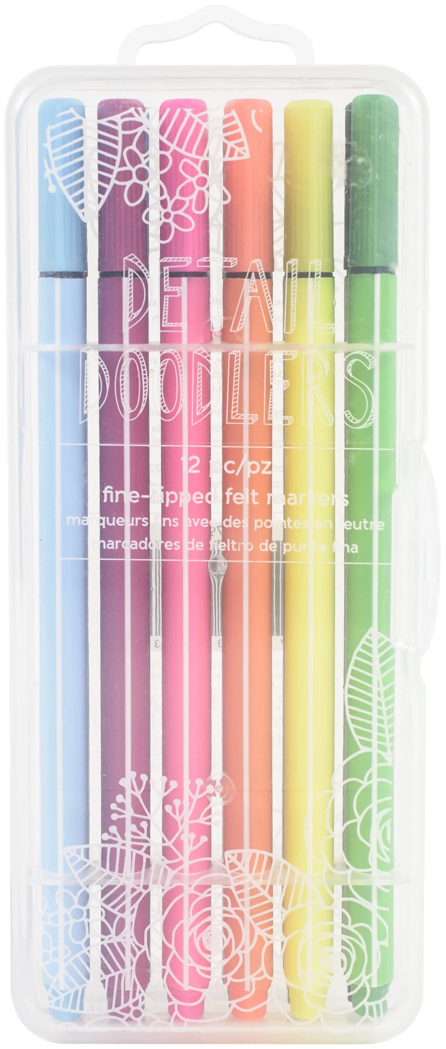 American Crafts Detail Doodlers Fine Felt Tip 12/Pkg Brights