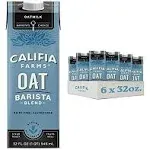 Califia Farms - Oat Milk, Unsweetened Barista Blend, 32 Fl Oz (Pack of 6) | Shelf Stable | Non Dairy Milk | Creamer | Vegan | Plant Based | Gluten-Free | Non-GMO