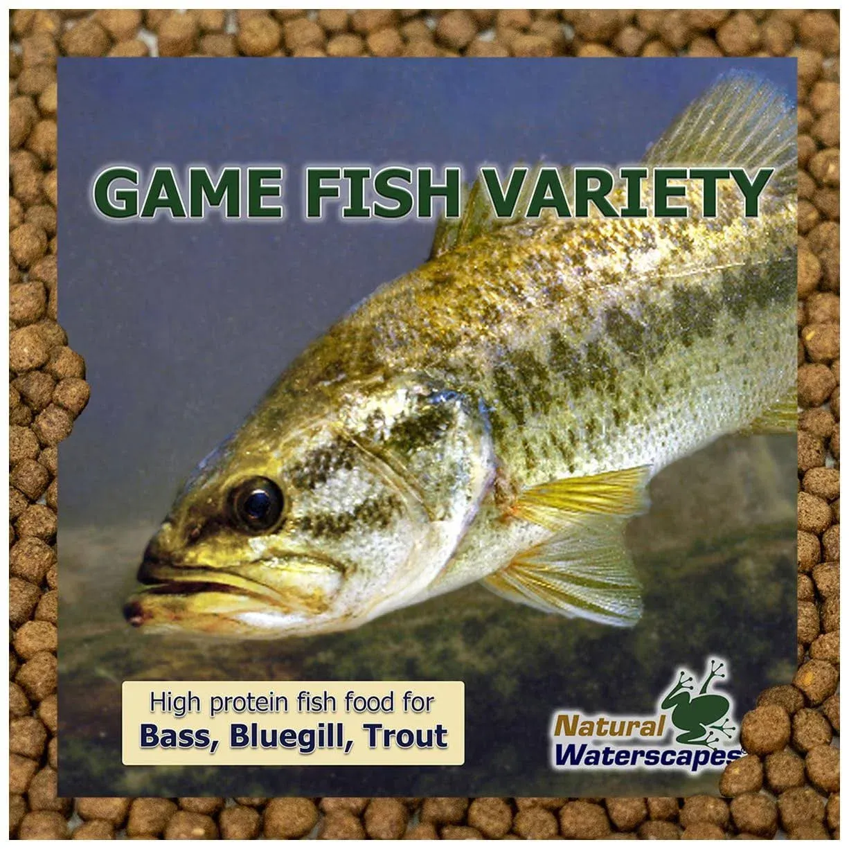 Natural Waterscapes Game Fish Food Variety | 40 lb Bulk Fish Food Pellets | Feed to Bass, Bluegill, Trout, Catfish, Tilapia