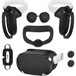 for Oculus Quest 2 Accessories Face Cushion Cover for Quest 2 Contorller Grips Lens Cover VR Silicone Covers VR Shell Cover Thumbsticks Covers for Meta Quest 2 Disposable Eye Cover 5pcs (Black)