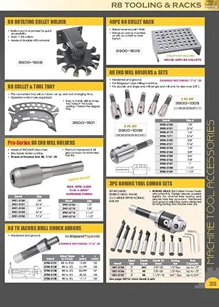 HHIP 3900-0007 11 Piece R8 Collet Set (1/8-3/4 Inch By 16THS)