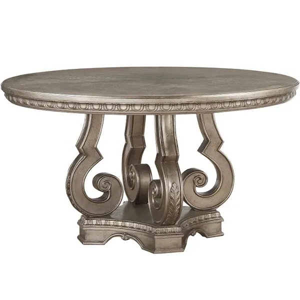 Acme Northville 60" Round Pedestal Dining Table in Champagne