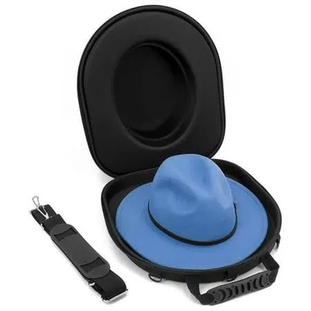 Casematix Hat Case for Fedora, Panama, Bowler Hats and More with Adjustable Carry Strap - Protective Hat Carrier for Hats with Up to 3 inch Brim,