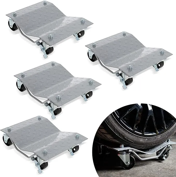 ABN Car Dolly 4-Pack Skate Dollies Set – 6000 lbs Pound 4 Wheel Dolly