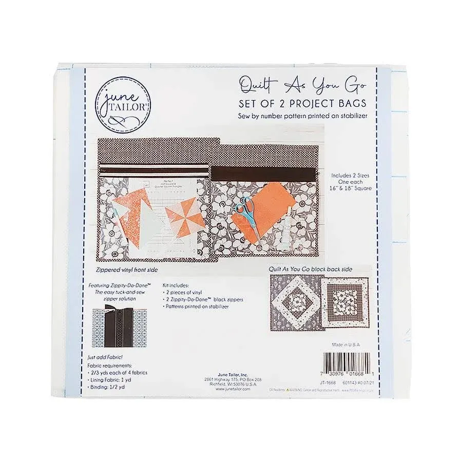 June Tailor Quilt As You Go Project Bag Kit-Black Zippity-Do-Done