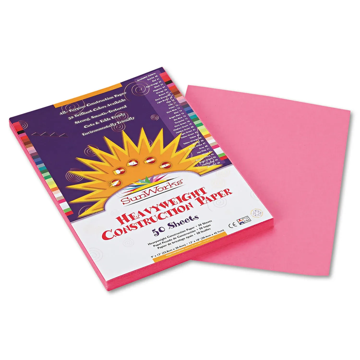 Prang (Formerly SunWorks) Construction Paper, Pink, 9" x 12", 50 Sheets