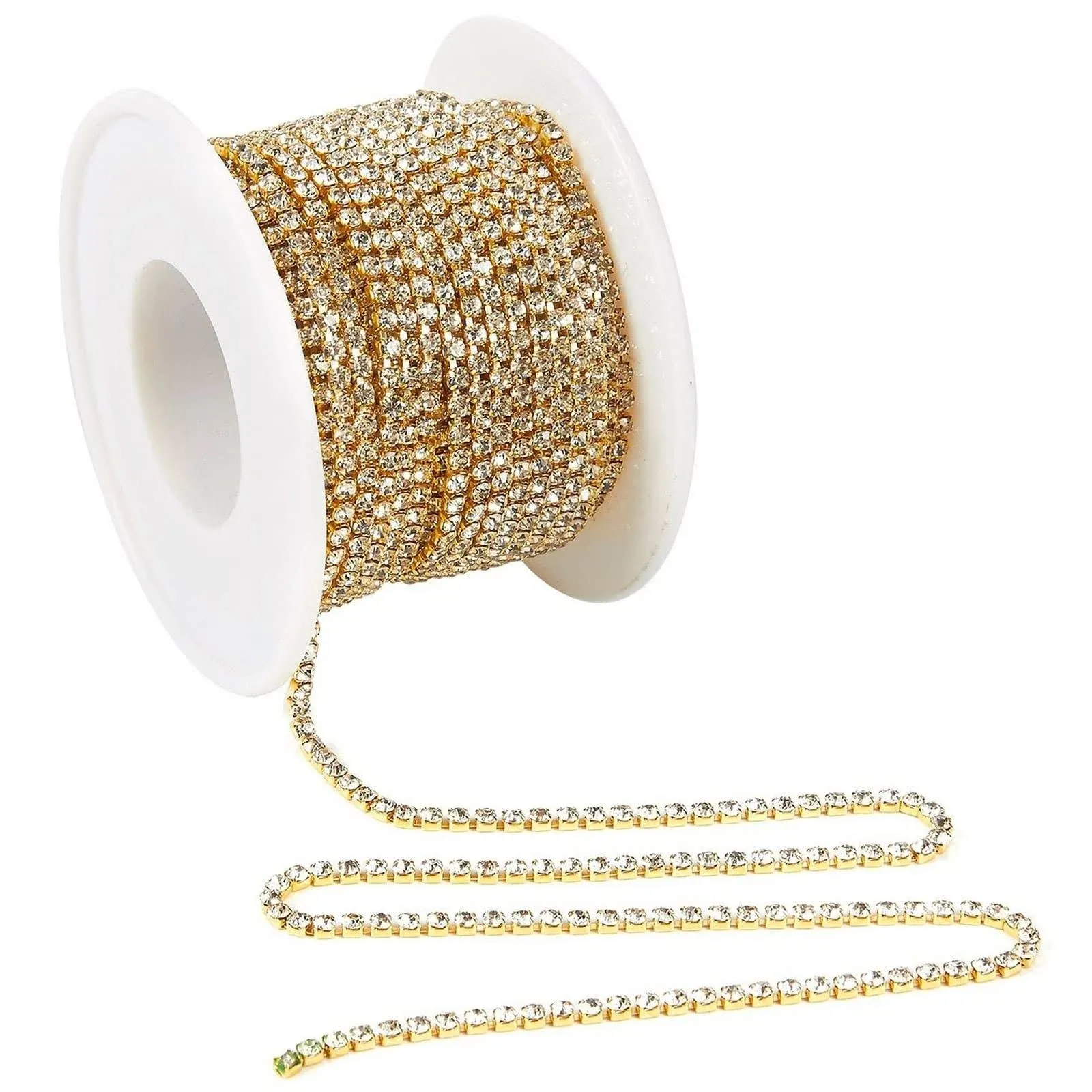 11 Yards Rhinestone Chain Gold Trim String for DIY Jewelry Making Crafts Shoe ...