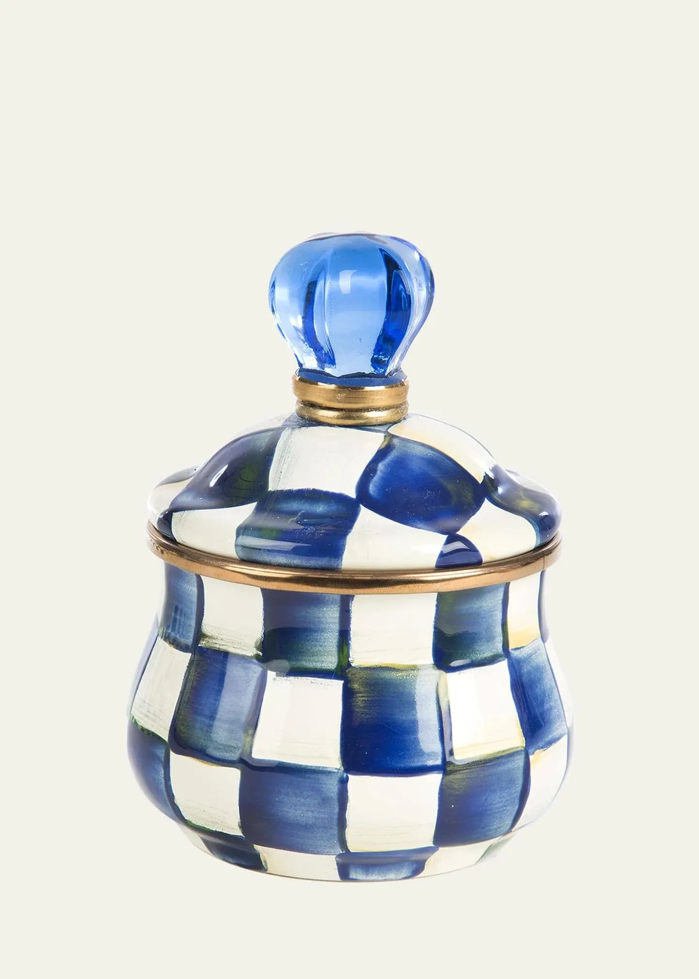 MacKenzie Childs Royal Check Enamel Lidded Sugar Bowl