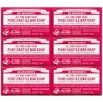  Dr. Bronners - Pure-Castile Bar Soap Rose 5 ounce 6-Pack - Made with Organic 