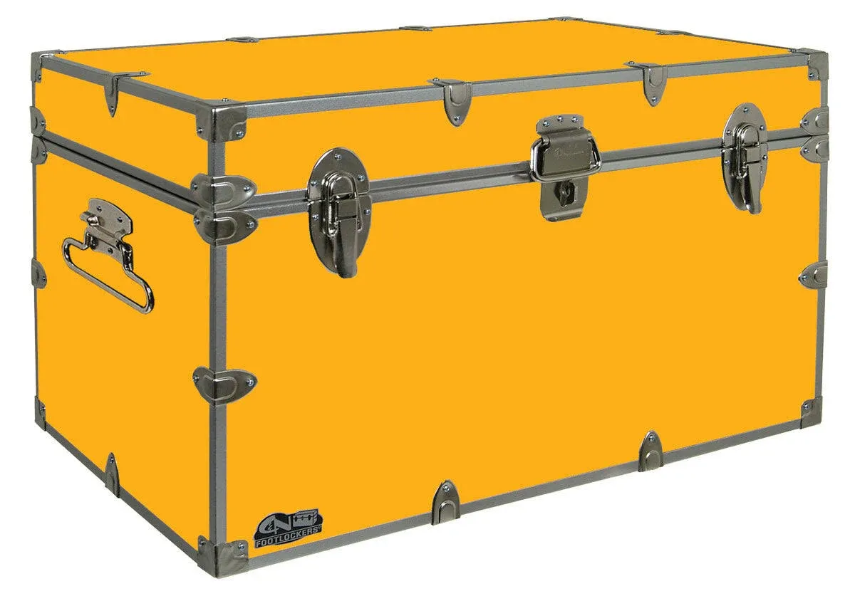 C&N Footlockers - XL Graduate Storage Trunk - Made in the USA - STEEL Footlocker for College Dorm Room & Summer Camp - 32 x 18 x 18.5 Inches (Gold)