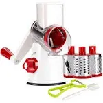 Ourokhome Rotary Cheese Grater Hand Crank, Kitchen Shredder Speed Mandolin Slicer Nuts Grinder with Handle and Drum Blades for Cheese