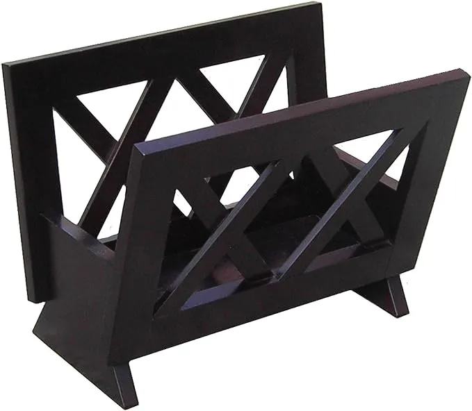 Oceanstar Contemporary Wood Magazine Rack, Black