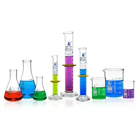 Chemistry Lab Glassware Set, 9 Pieces - Includes 3 Beakers, 3 Erlenmeyer Flas...