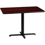 Flash Furniture 30'' x 42'' Rectangular Mahogany Laminate Table Top with 23.5'' x 29.5'' Table Height Base XU-MAHTB-3042-T2230-GG