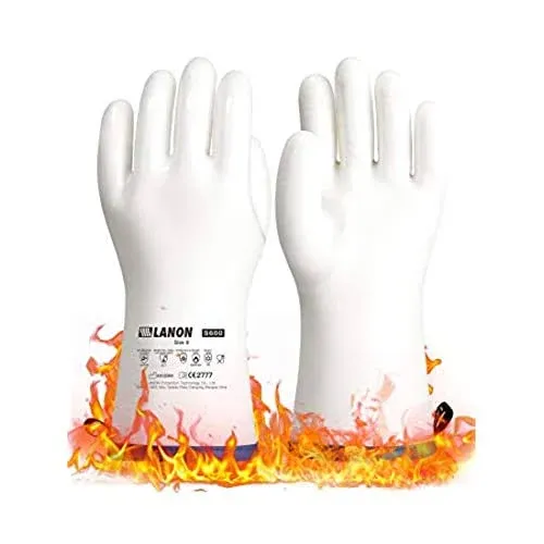 LANON Protection Wahoo Liquid Silicone Smoker Oven Gloves, Food-Contact Grade, Heat Resistant Gloves for Cooking, Grilling, Baking, White, L/9